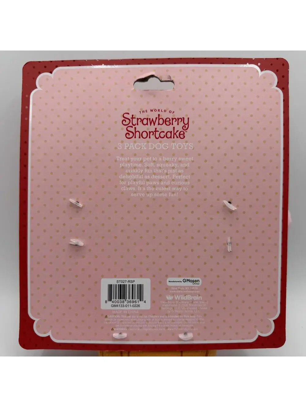 Strawberry Shortcake 3 Pack Dog Toys Stuffed With Squeaker New With Tags